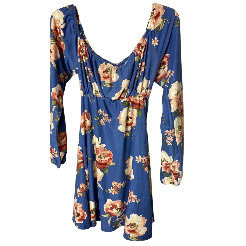 Velvet Torch Women's Size Medium Long Sleeve Floral Dress Blue Multicolor NWT